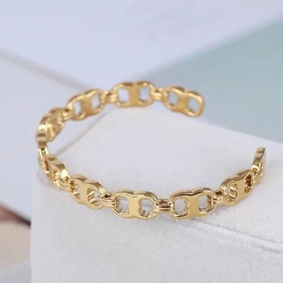 NWT Tory Burch Gold Gemini Link Cuff Bracelet - Picture 1 of 7